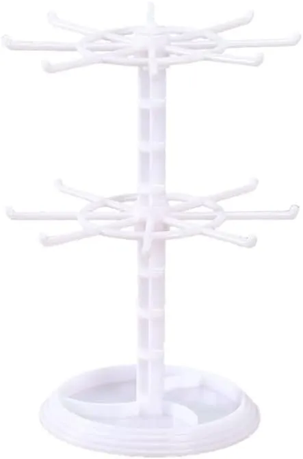 2 Tier Rotating Jewelry Display Stand, Necklace Holder, Jewelry Tree Stand, DIY Organizer for Bracelets, Necklaces, Earrings, Rings, Watches (white)