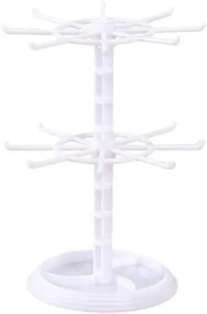 2 Tier Rotating Jewelry Display Stand, Necklace Holder, Jewelry Tree Stand, DIY Organizer for Bracelets, Necklaces, Earrings, Rings, Watches (white)