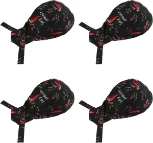 4 Pack Kitchen Cooking Cap, Comfort Breathable Chef Skull Hats for Men Women, Adjustable Working Caps One Size Fit All