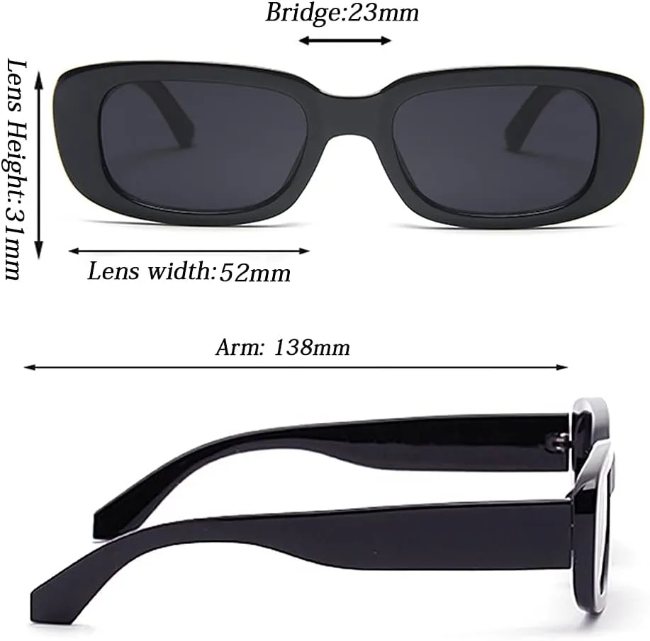 4 Pieces Retro Vintage Sunglasses Small Square Rectangle 90s Glasses Trendy Y2K for Women Aesthetic Accessories