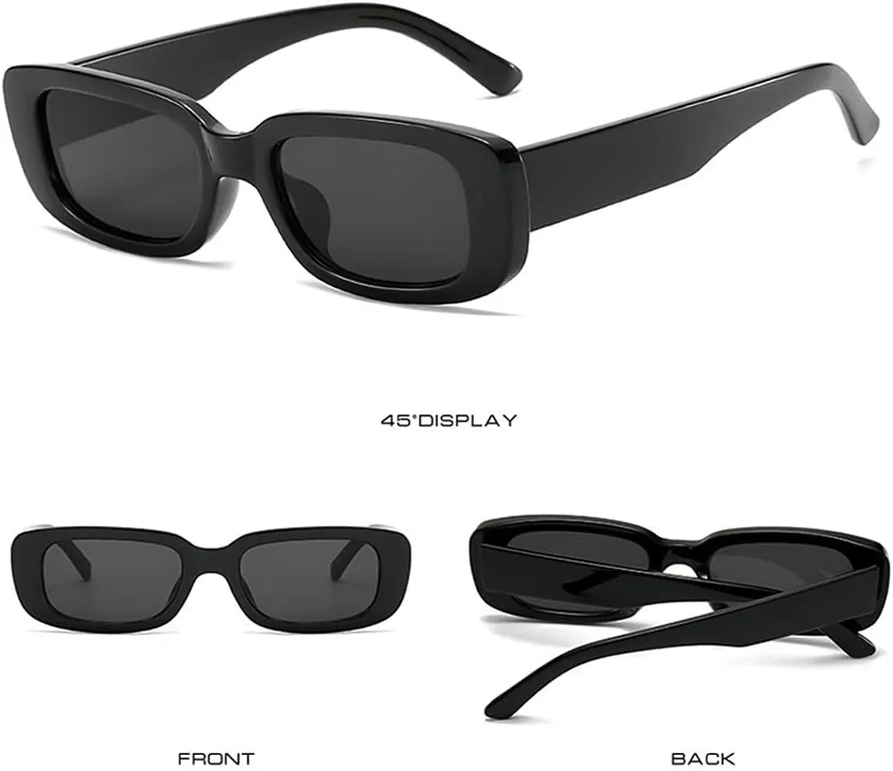 4 Pieces Retro Vintage Sunglasses Small Square Rectangle 90s Glasses Trendy Y2K for Women Aesthetic Accessories