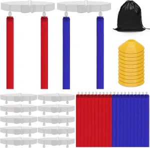 41PCS Flag Football Belts Set and Flags Kit with 20P Flags/ 10 Belts/ 10 Cones/Storage Bag for 10 Player Outdoor Sport Training (10)