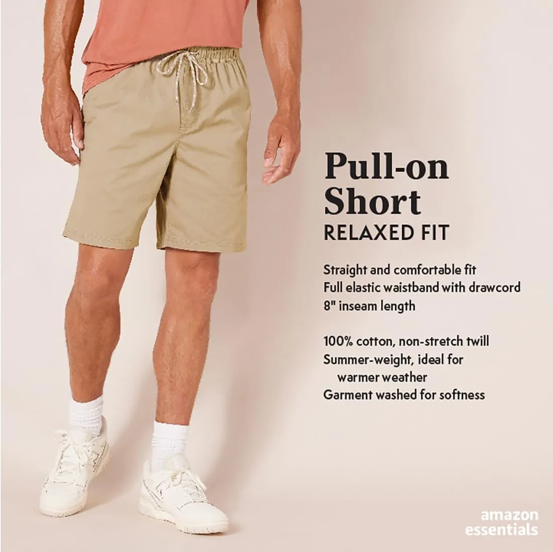 Amazon Essentials Men's 8" Inseam Relaxed-Fit Drawstring Walk Short (Available in Plus Size)