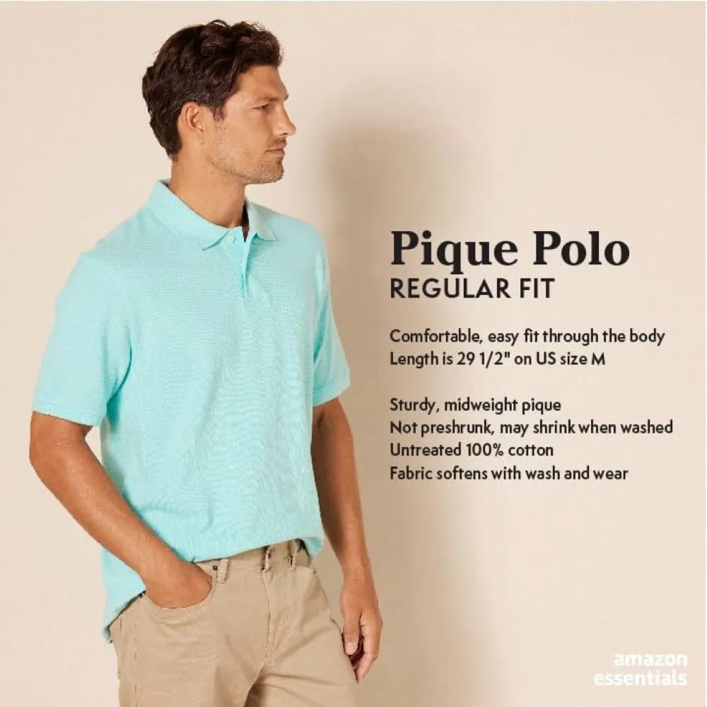 Amazon Essentials Men's Regular-Fit Cotton Pique Polo Shirt (Available in Big & Tall)
