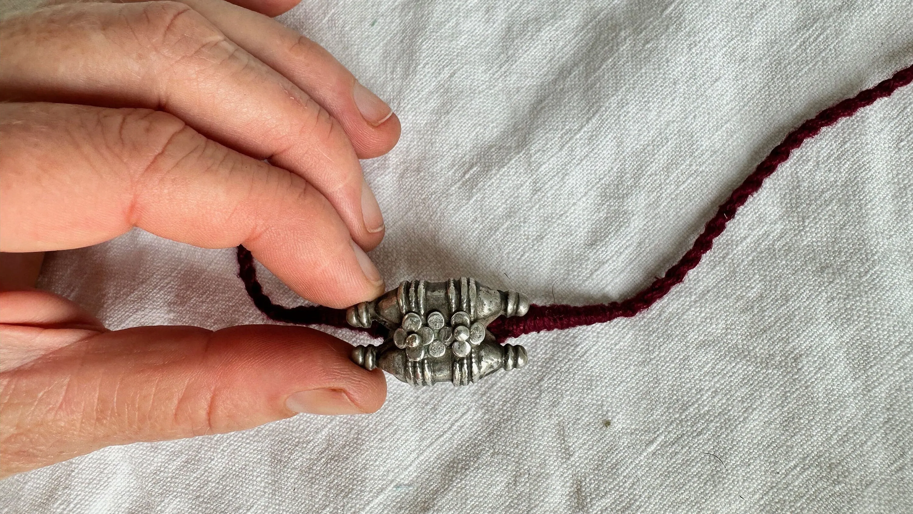 Amulet Necklace. Antique. India. Sterling Silver. 1056