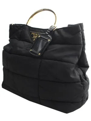 Black padded gold handle tote bag