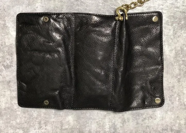 Black Wallet On Chain Leather Trifold Wallet on A Chain Trifold Leather Wallets for Men Biker Chain Wallets