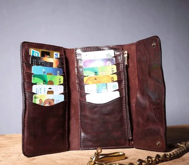 Black Wallet On Chain Leather Trifold Wallet on A Chain Trifold Leather Wallets for Men Biker Chain Wallets