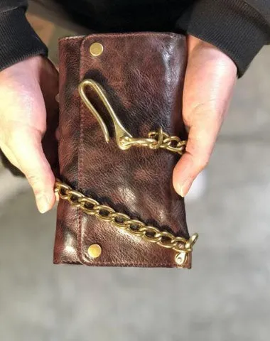 Black Wallet On Chain Leather Trifold Wallet on A Chain Trifold Leather Wallets for Men Biker Chain Wallets