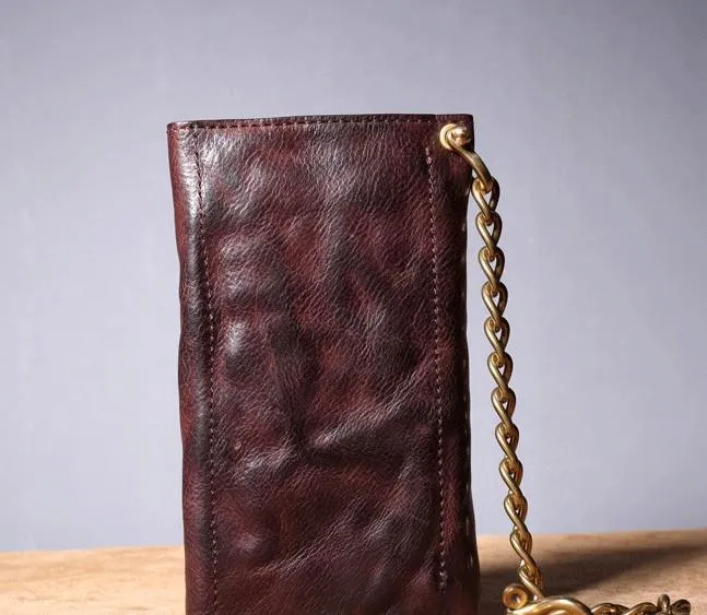 Black Wallet On Chain Leather Trifold Wallet on A Chain Trifold Leather Wallets for Men Biker Chain Wallets