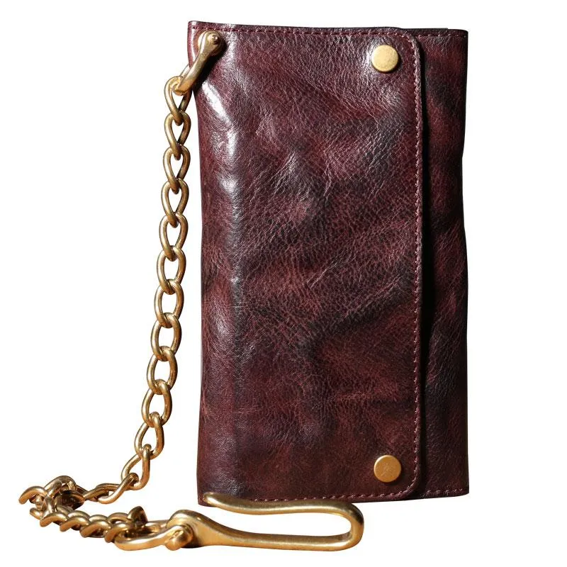 Black Wallet On Chain Leather Trifold Wallet on A Chain Trifold Leather Wallets for Men Biker Chain Wallets