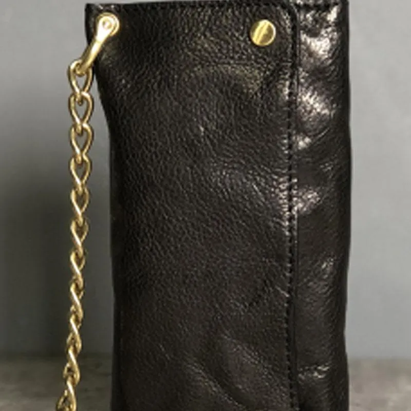 Black Wallet On Chain Leather Trifold Wallet on A Chain Trifold Leather Wallets for Men Biker Chain Wallets