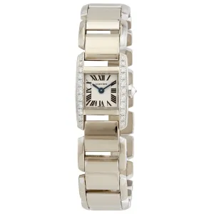 Cartier Tankissime Silver Dial 18K White Gold Diamond Ladies Watch WE70069H