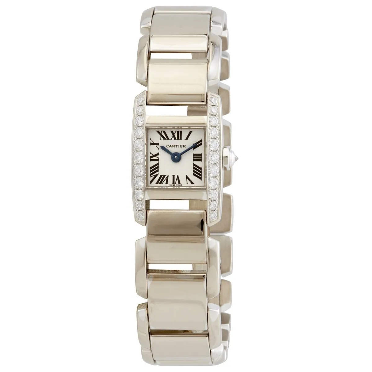 Cartier Tankissime Silver Dial 18K White Gold Diamond Ladies Watch WE70069H