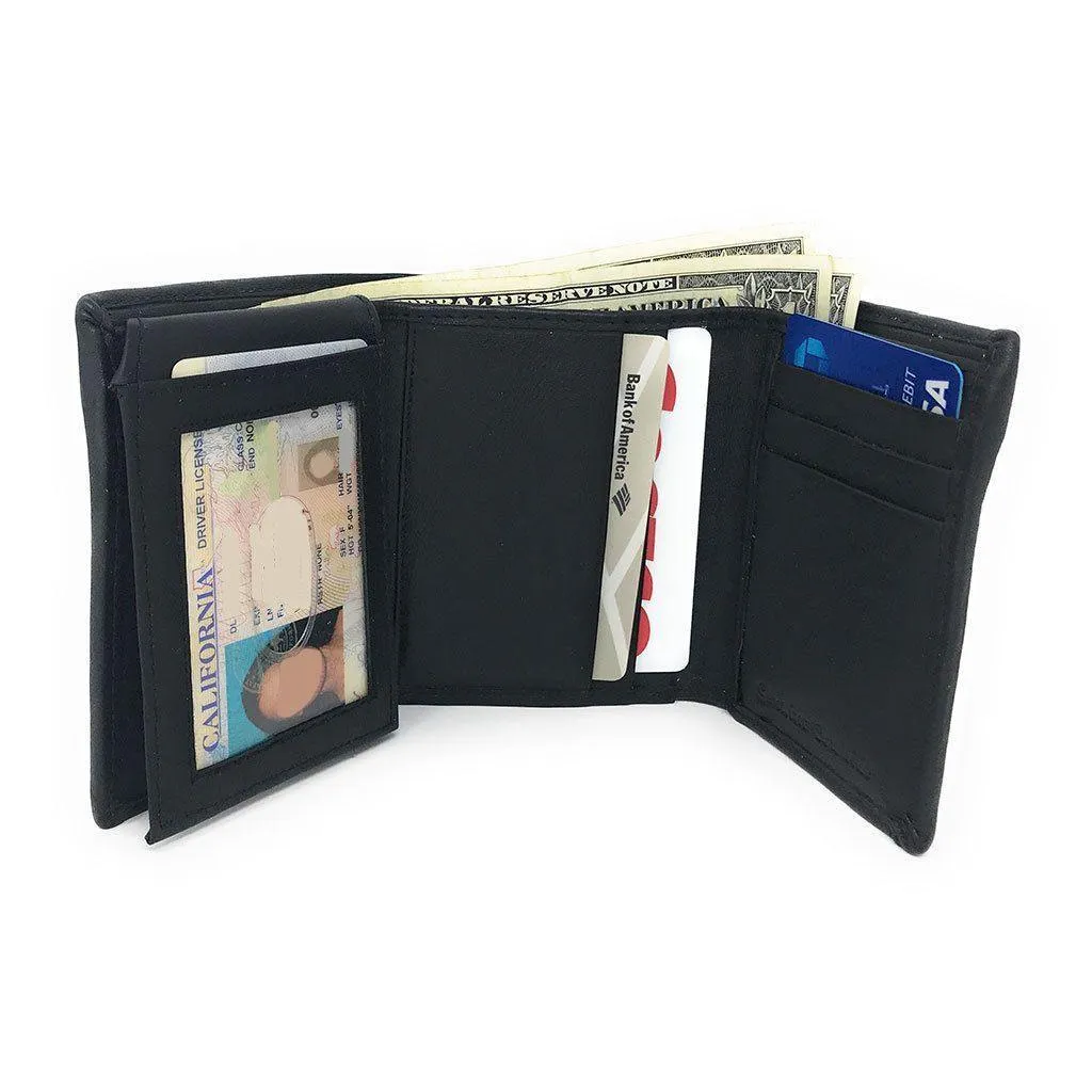Casaba Genuine Leather Trifold Wallets Easy Flip Up Id Card Windows Mens Womens