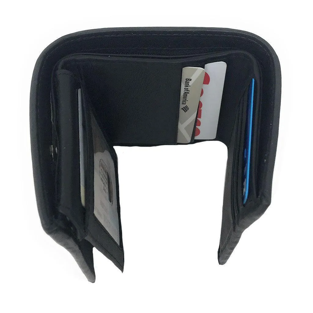 Casaba Genuine Leather Trifold Wallets Easy Flip Up Id Card Windows Mens Womens