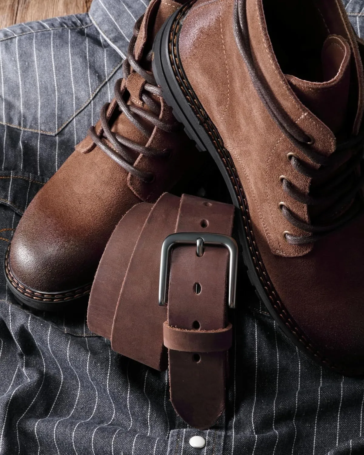 CHAOREN Leather Belt for Men, 38mm Mens Belts Casual, Handmade Full Grain Leather Belt for Jeans