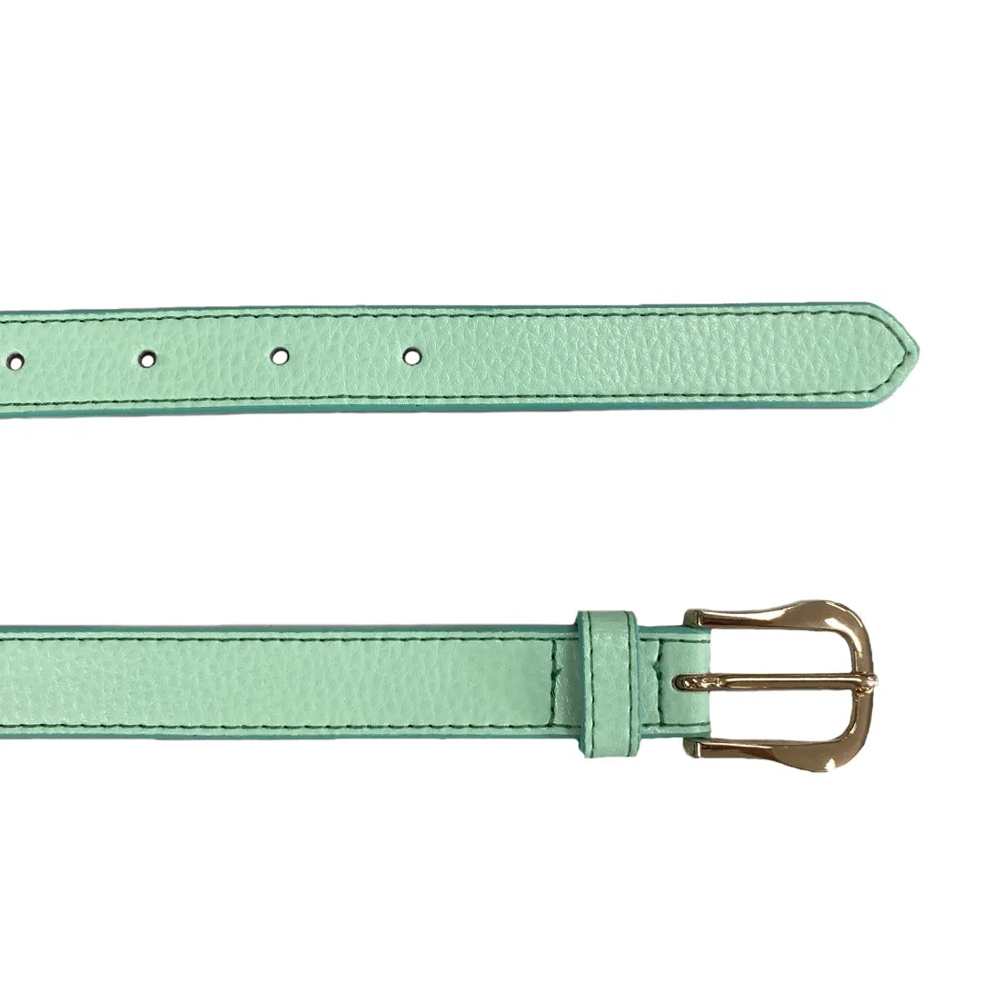 CHLOE - Girls Light Green Genuine Leather Belt with Golden Buckle