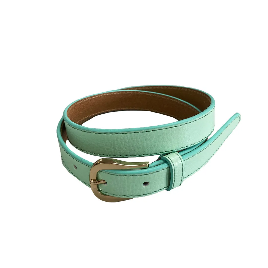 CHLOE - Girls Light Green Genuine Leather Belt with Golden Buckle