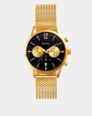 Chronometer watch - Black dial with gold bracelet