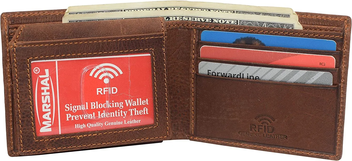 Deer Men's RFID Blocking Real Leather Bifold Trifold Wallet