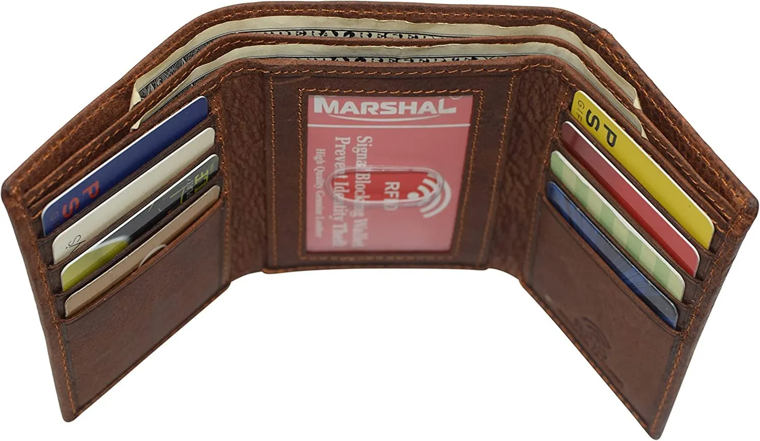 Deer Men's RFID Blocking Real Leather Bifold Trifold Wallet
