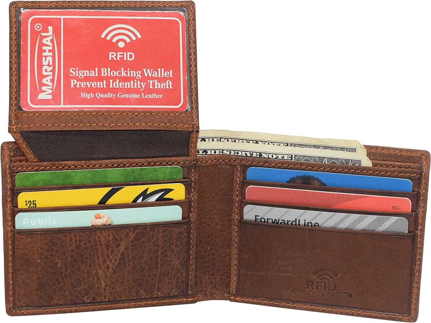 Deer Men's RFID Blocking Real Leather Bifold Trifold Wallet