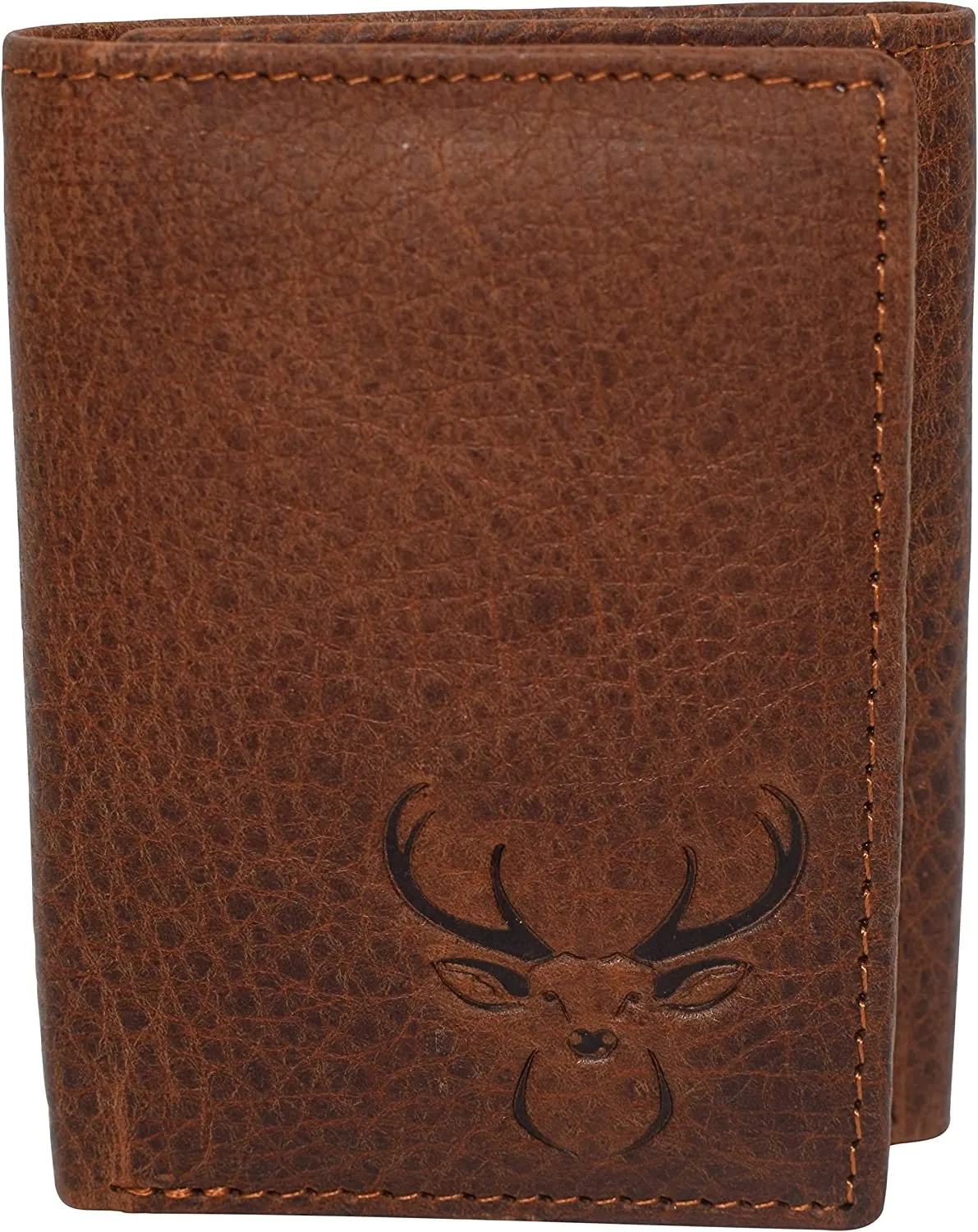 Deer Men's RFID Blocking Real Leather Bifold Trifold Wallet