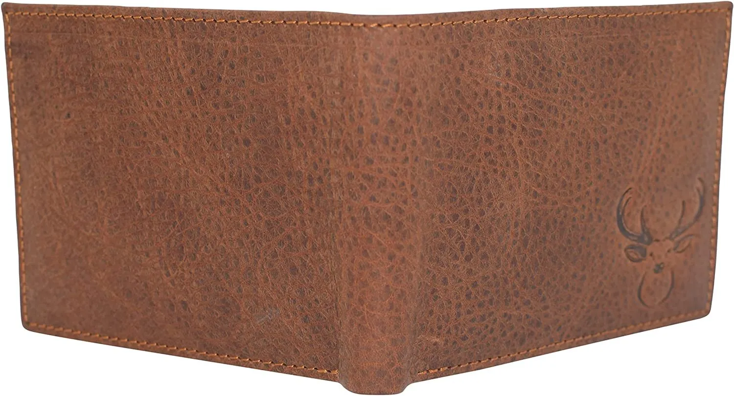 Deer Men's RFID Blocking Real Leather Bifold Trifold Wallet