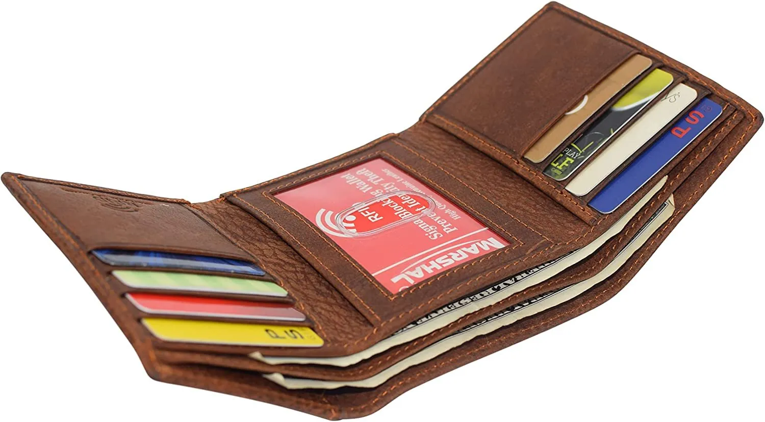 Deer Men's RFID Blocking Real Leather Bifold Trifold Wallet