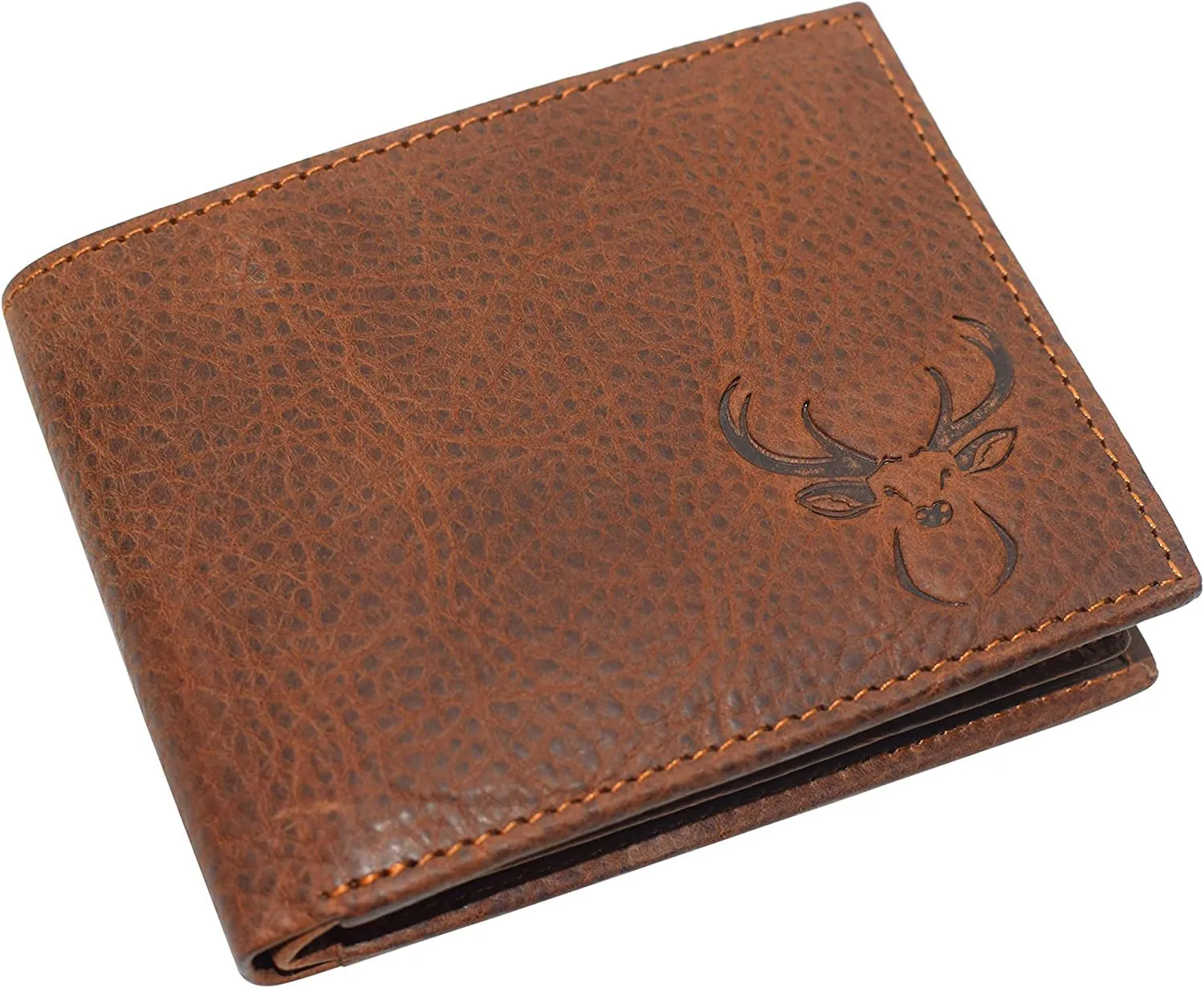 Deer Men's RFID Blocking Real Leather Bifold Trifold Wallet