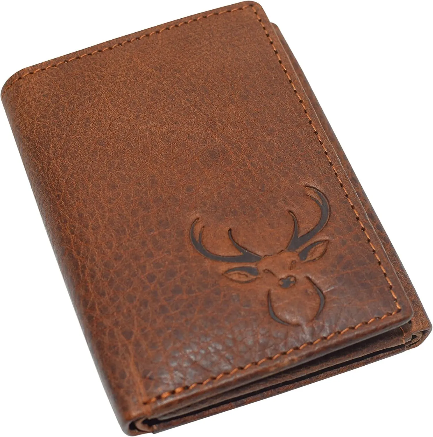 Deer Men's RFID Blocking Real Leather Bifold Trifold Wallet