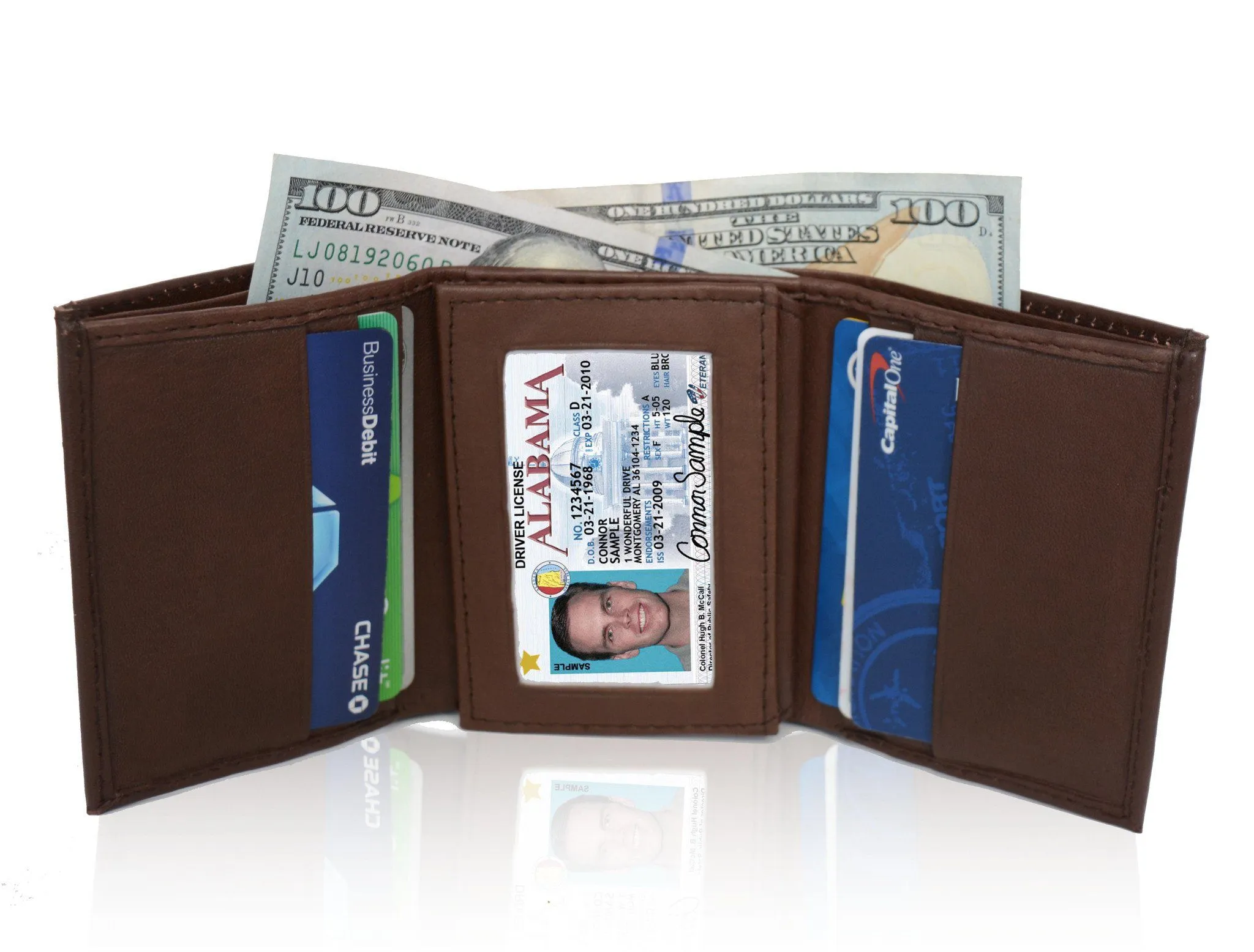 Deluxe RFID-Blocking Soft Genuine Leather Tri-fold Wallet for Men - Black