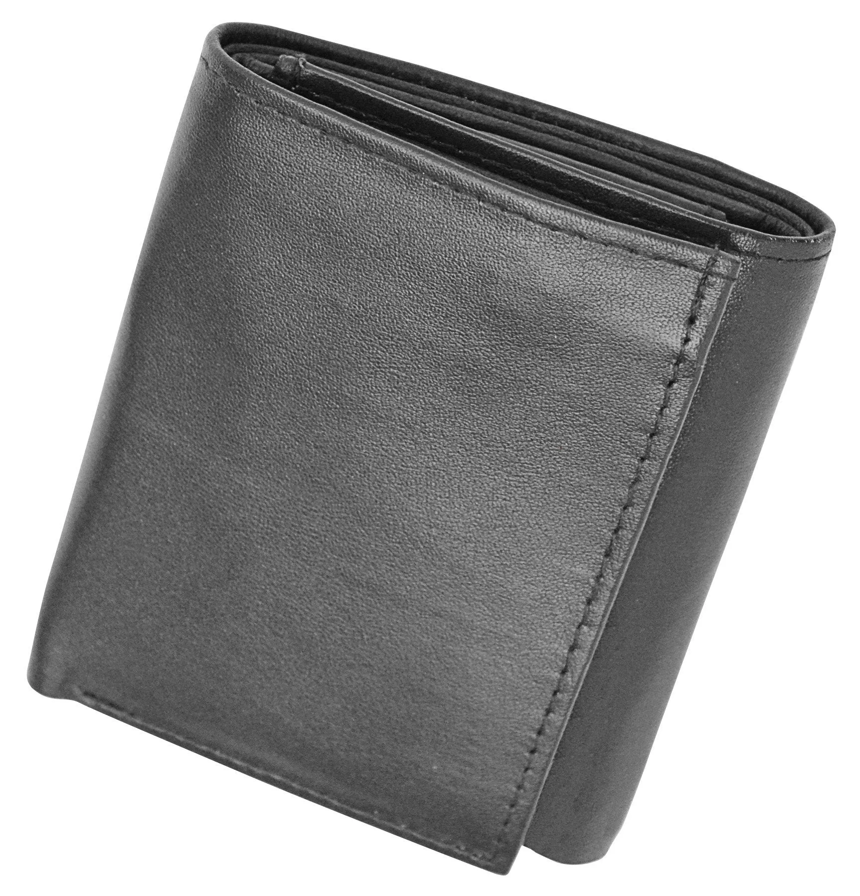 Deluxe RFID-Blocking Soft Genuine Leather Tri-fold Wallet for Men - Black
