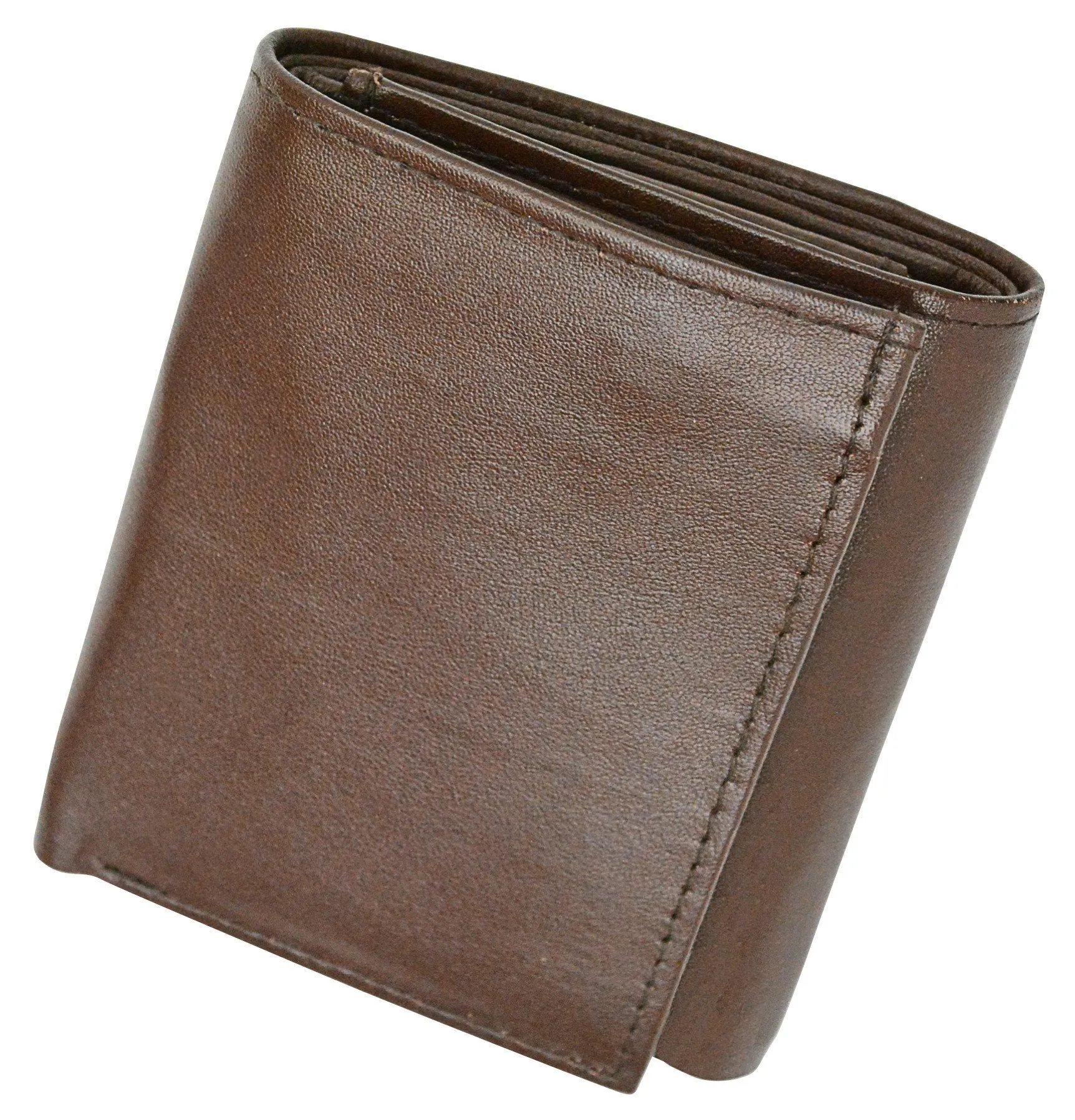 Deluxe RFID-Blocking Soft Genuine Leather Tri-fold Wallet for Men - Black