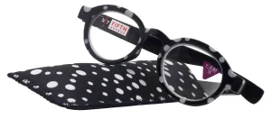 Dotty Chic, Round Reading Glasses for Women (Black) frames with playful polka-dot pattern:  1.25  3  NY Fifth Avenue
