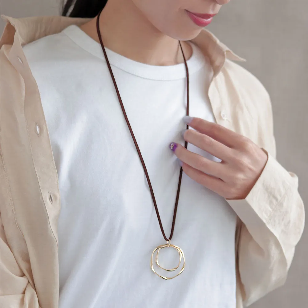 Double Circle Cord Necklace