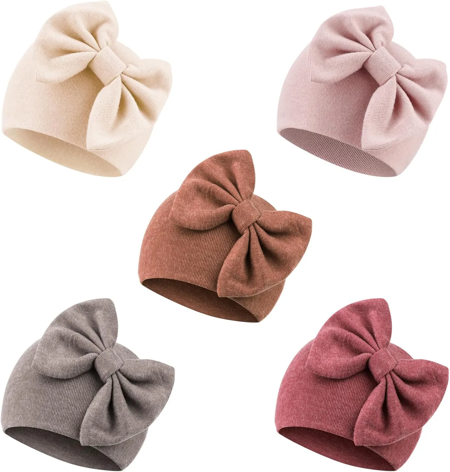 DRESHOW BQUBO Newborn Baby Girls Hats Hospital Hat Baby Cotton Beanie Infant Big Bow Hats for 0-24 Months