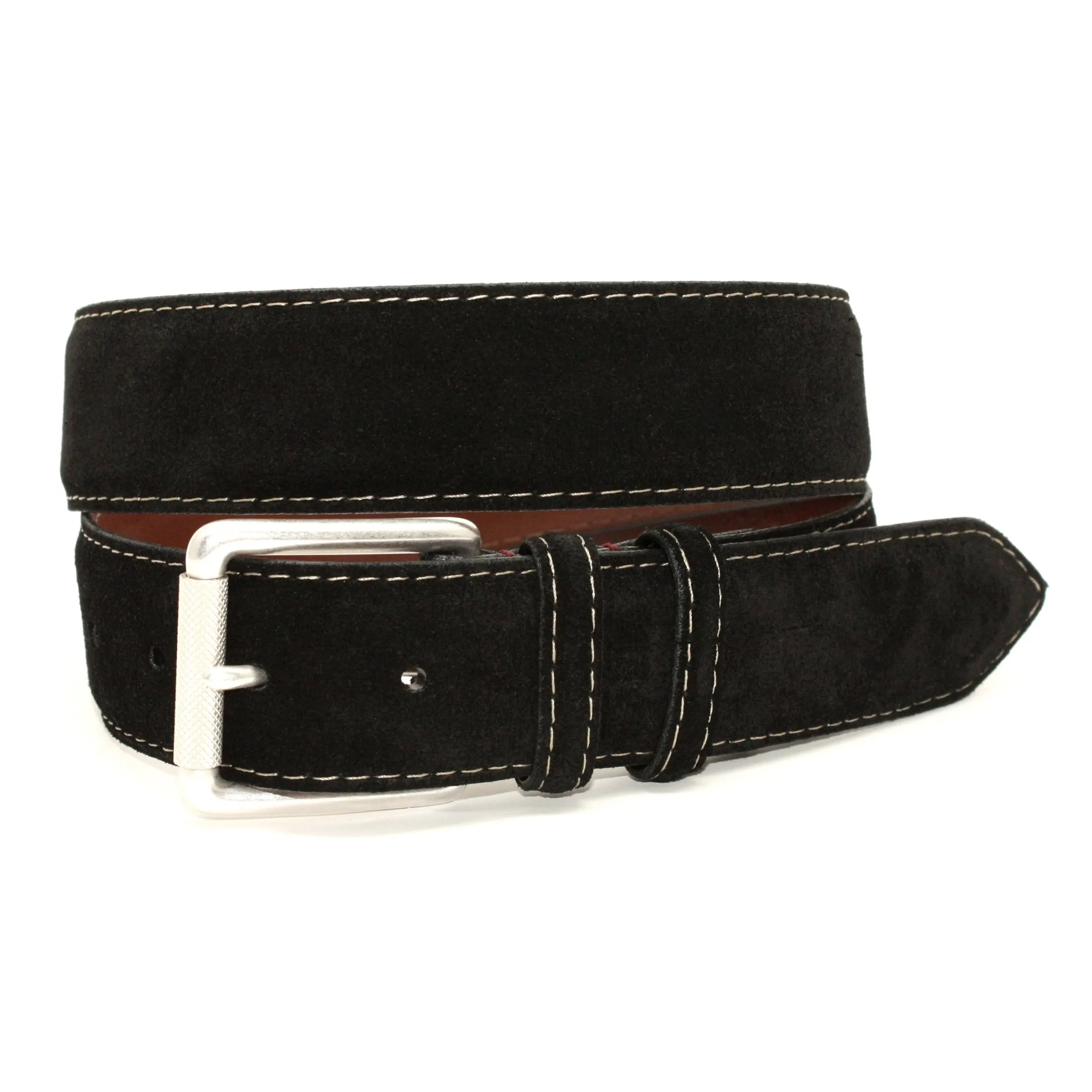 European Sueded Calfskin Belt in Black by Torino Leather