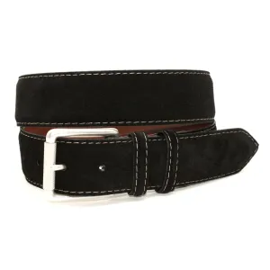 European Sueded Calfskin Belt in Black by Torino Leather