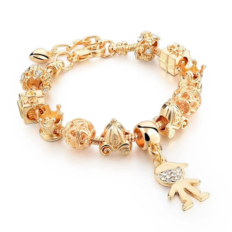 Famous Jewelry Gold Heart Charm Bracelets & Bangles Snake Chain Bracelets For Women Pulsera