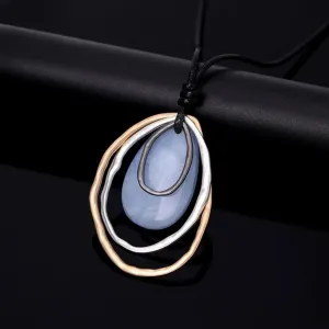 Fashion Gold Color Necklace with Stone Bead Goth Long Chains Collares Pendants