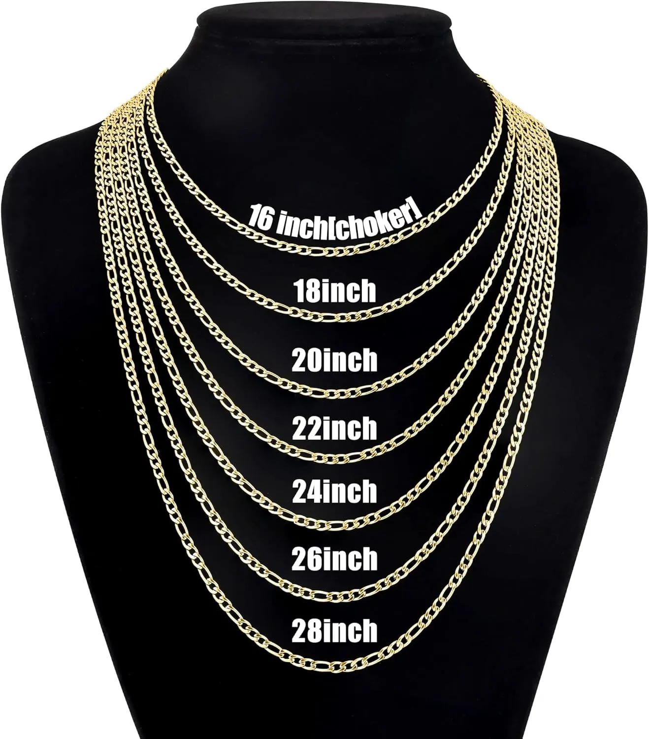 Fiusem Gold Plated Cross Necklace for Men, Stainless Steel Mens Cross Necklaces with 3.5mm Figaro Chain, Pendant Chain 16-24 Inches, Jewelry Gift