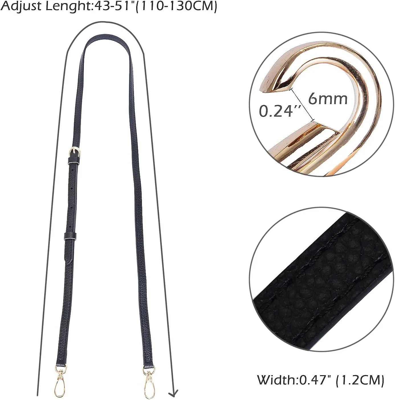 Full Grain Purse Strap Genuine Leather Replacement for Cross Body Bag HandBags