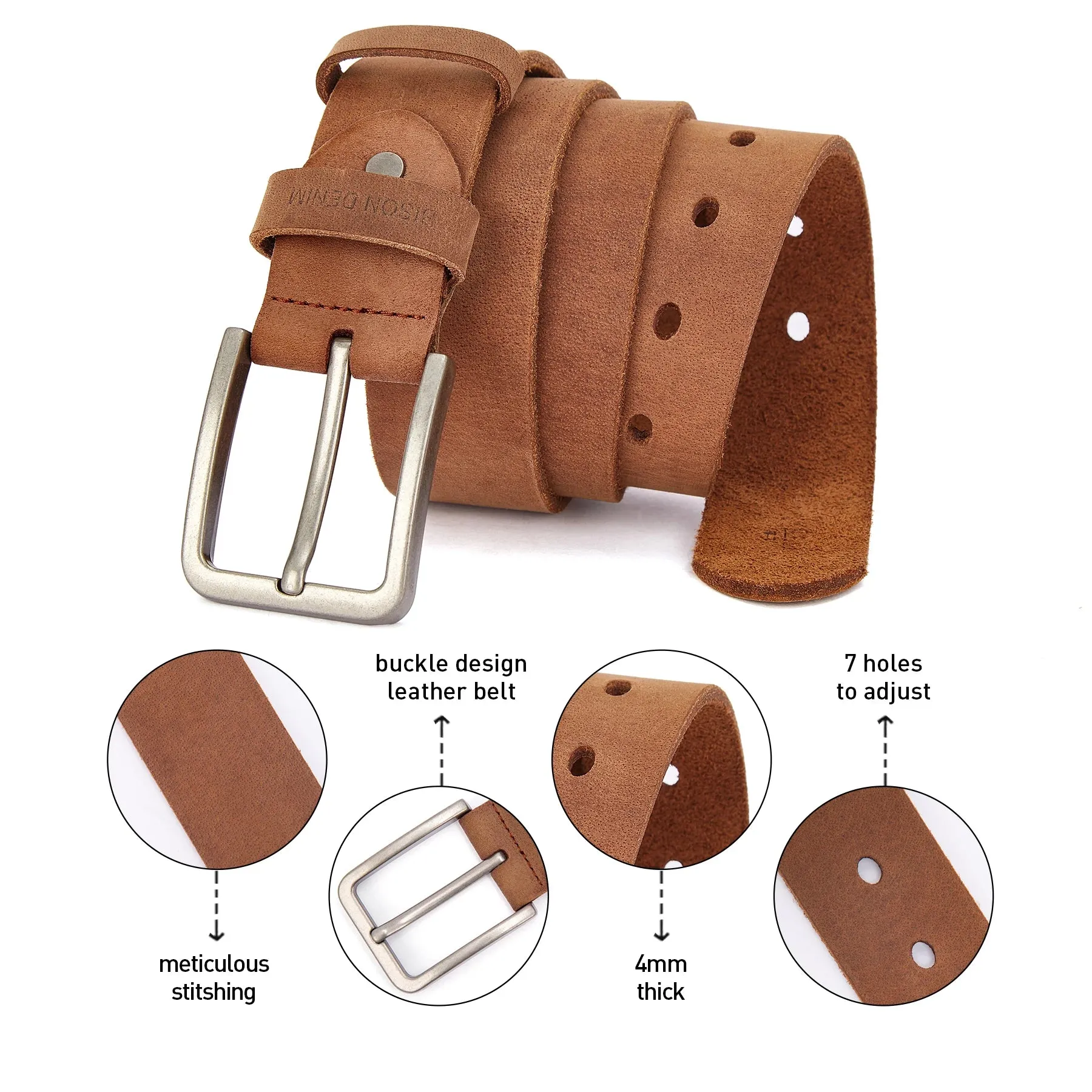 Genuine Leather Vintage Men Belt Luxury Designer Business Waist Strap High Quality Casual Belt