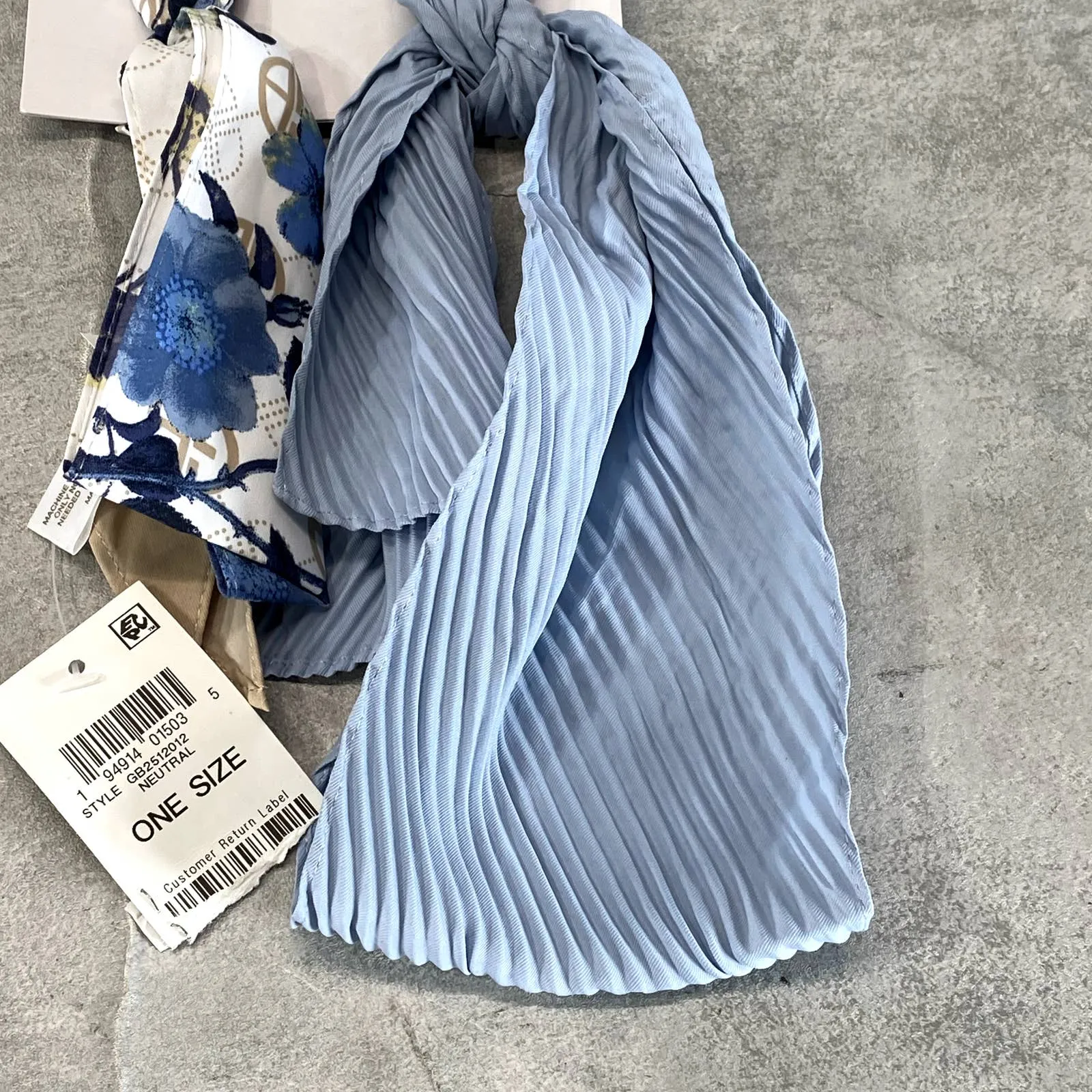 GIANI BERNINI Women's Neutral Blue Logo Floral & Solid Twin Set Twilly Scarves