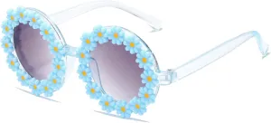 Girls round Flower Sunglasses Flower Cute Glasses UV 400 Protection for Outdoor Beach