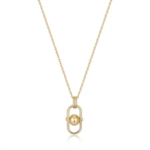 Gold Orb Link Drop Pendant Necklace