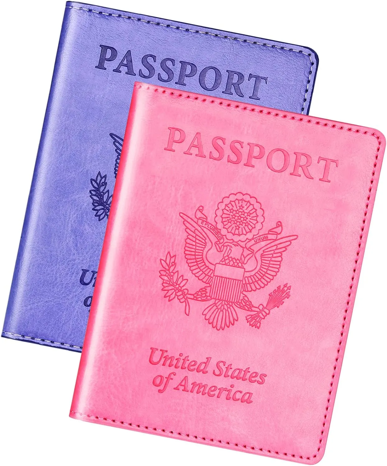 Herain Passport Holder Cover Wallet Case for 2 Women Men Family, Passport Book Holders Covers Wallets Travel Must Haves Cruise Ship Essentials (pink & purple)