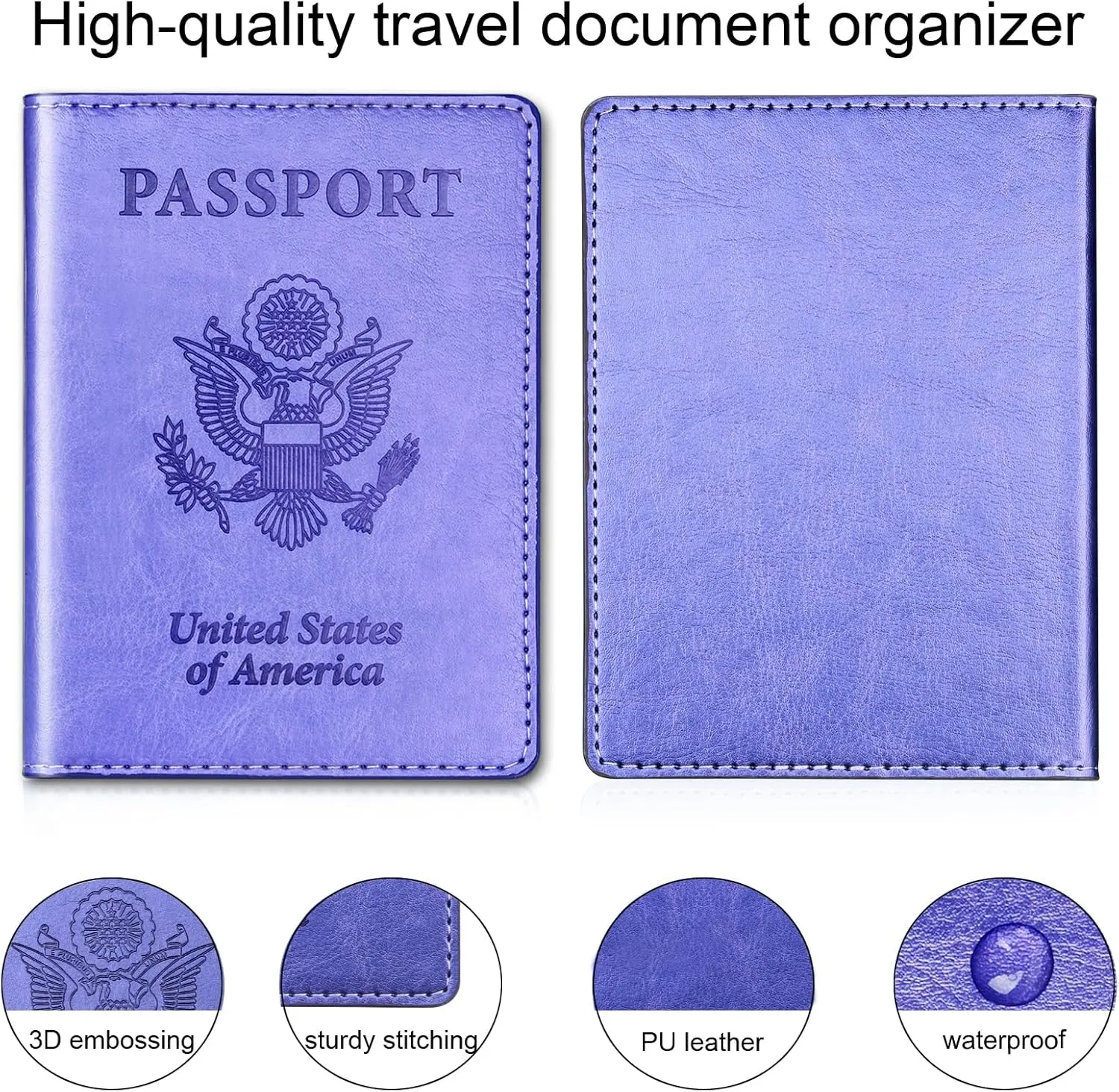 Herain Passport Holder Cover Wallet Case for 2 Women Men Family, Passport Book Holders Covers Wallets Travel Must Haves Cruise Ship Essentials (pink & purple)